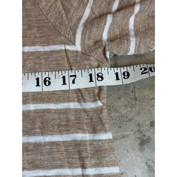 Madewell Anthem Curved-Hem Tee in Stripe Size Large Heathered Chai Brown - Picture 8 of 9